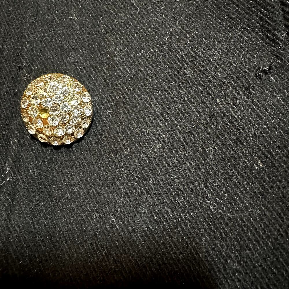 Kate Spade Double Breasted Jeweled Button Wool Coat Mid Length Faux Fur Black XS - Picture 5 of 6
